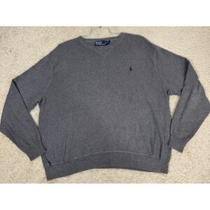 Polo Ralph Lauren Classic Gray 100%‎ Cotton Crewneck Pullover Sweater Size XXL